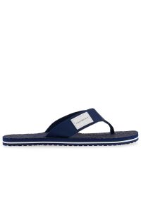 Japonki Calvin Klein Beach Sandal Woven Patch YM0YM00657-C7I - granatowe. Okazja: na plażę, na co dzień. Kolor: niebieski. Wzór: paski, aplikacja. Sezon: lato. Styl: casual