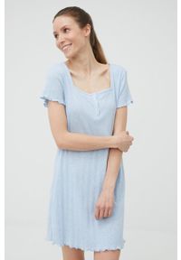 DKNY - Dkny koszula nocna damska. Kolor: niebieski. Materiał: dzianina. Długość: krótkie
