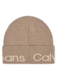 Calvin Klein Jeans Czapka Logo Beanie K60K611271 Szary. Kolor: szary. Materiał: wiskoza