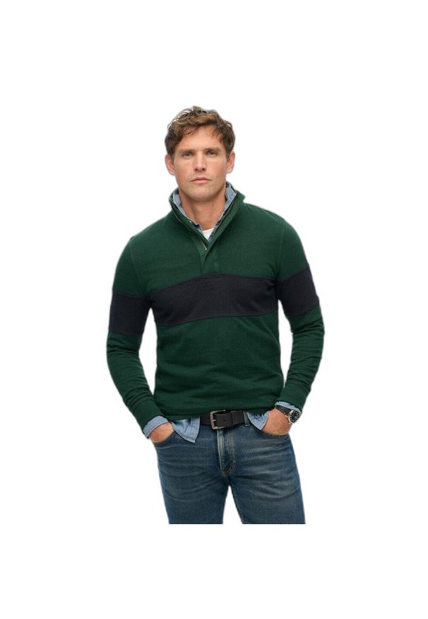 Klasyczny sweatshirt z kołnierzem typu tunika Superdry. Kolor: zielony