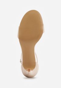 Renee - Beżowe Sandały na Szpilce z Wyciętą Cholewką Metiotai. Zapięcie: sprzączka. Kolor: beżowy. Wzór: kwiaty. Obcas: na szpilce. Styl: elegancki #6