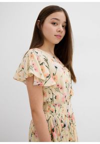 bonprix - Sukienka mini z lejącej wiskozy. Kolor: beżowy. Materiał: wiskoza. Długość: mini #2