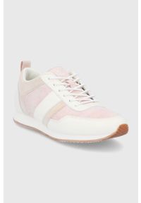 Lauren Ralph Lauren buty skórzane COLTEN kolor różowy. Nosek buta: okrągły. Zapięcie: sznurówki. Kolor: różowy. Materiał: skóra. Obcas: na obcasie. Wysokość obcasa: niski