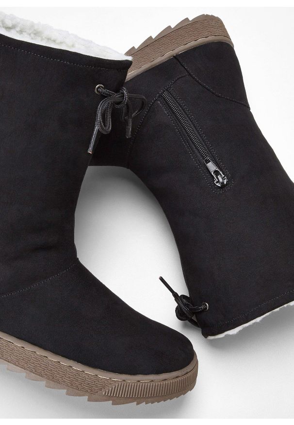 bonprix - Kozaki zimowe. Zapięcie: bez zapięcia. Kolor: czarny. Sezon: zima