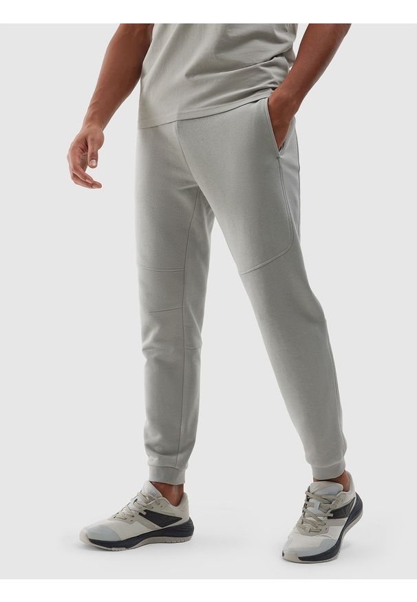4f - 4F Spodnie dresowe joggery z bawełny organicznej męskie - szare XL. Kolor: szary. Materiał: bawełna, dresówka. Wzór: gładki, ze splotem