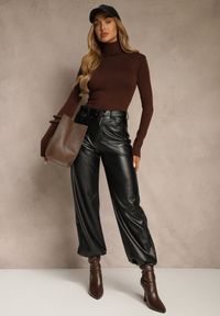 Renee - Brązowy Golf z Bawełną w Klasycznym Stylu Reiredia. Typ kołnierza: golf. Kolor: brązowy. Materiał: bawełna. Styl: klasyczny #3