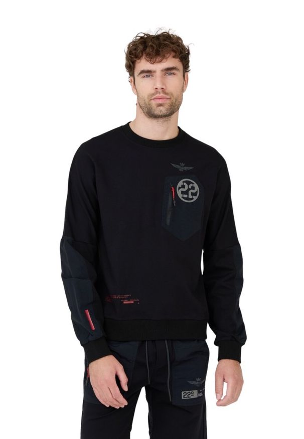 Aeronautica Militare - AERONAUTICA MILITARE Czarna męska bluza, Rozmiar 3XL. Kolor: czarny
