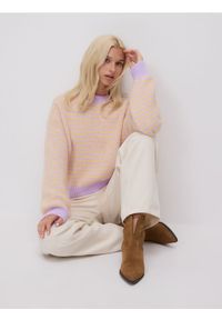 Reserved - Sweter w paski - wielobarwny. Materiał: wełna, dzianina. Wzór: paski
