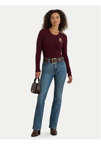 Lauren Ralph Lauren - LAUREN RALPH LAUREN Sweter 200932223015 Bordowy Slim Fit. Kolor: czerwony. Materiał: bawełna #5