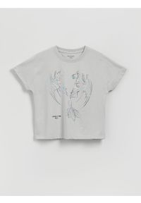 Reserved - T-shirt Jak wytresować smoka - jasnoszary. Kolor: szary. Materiał: bawełna