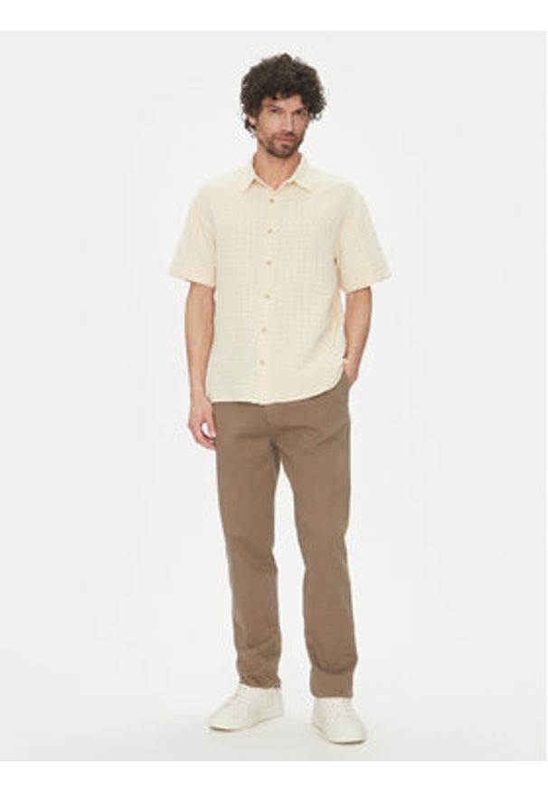 Jack & Jones Koszula Dobby 12277184 Beżowy Relaxed Fit. Kolor: beżowy. Materiał: bawełna
