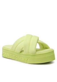 Tommy Jeans Klapki Fltfrm Sandal EN0EN02116 Zielony. Kolor: zielony. Materiał: materiał