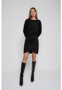 MOODO - Spódnica z marszczeniem czarna. Kolor: czarny. Materiał: poliester, elastan #1