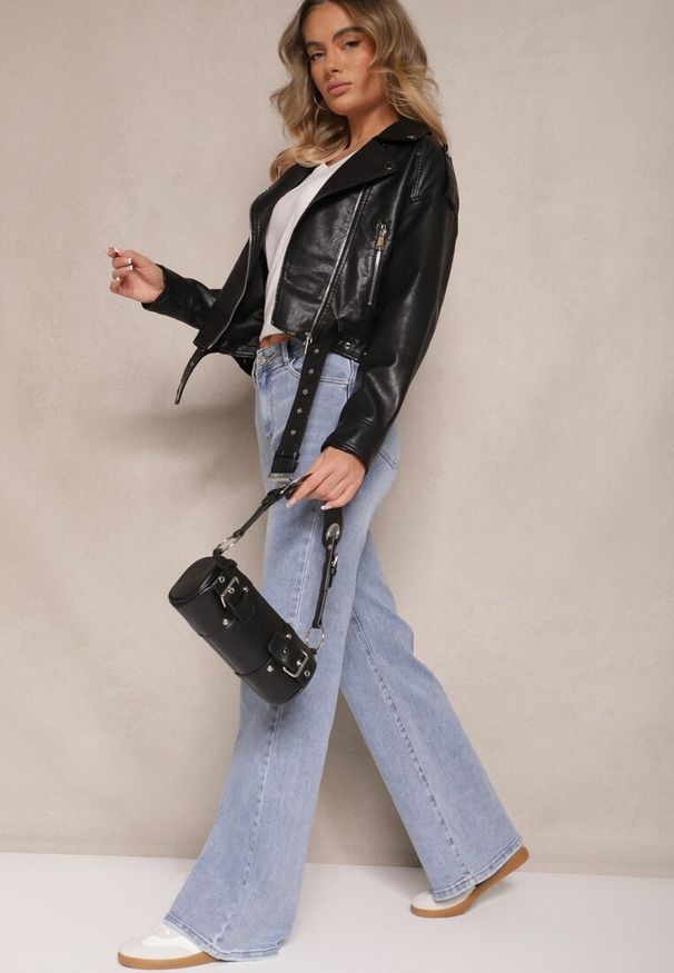 Renee - Czarna Klasyczna Kurtka o Fasonie Ramoneski Sesanovia. Okazja: na co dzień. Kolor: czarny. Długość: krótkie. Styl: klasyczny