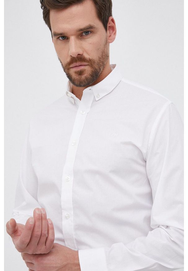 Selected - Koszula bawełniana. Typ kołnierza: button down. Kolor: biały. Materiał: bawełna. Długość rękawa: długi rękaw. Długość: długie