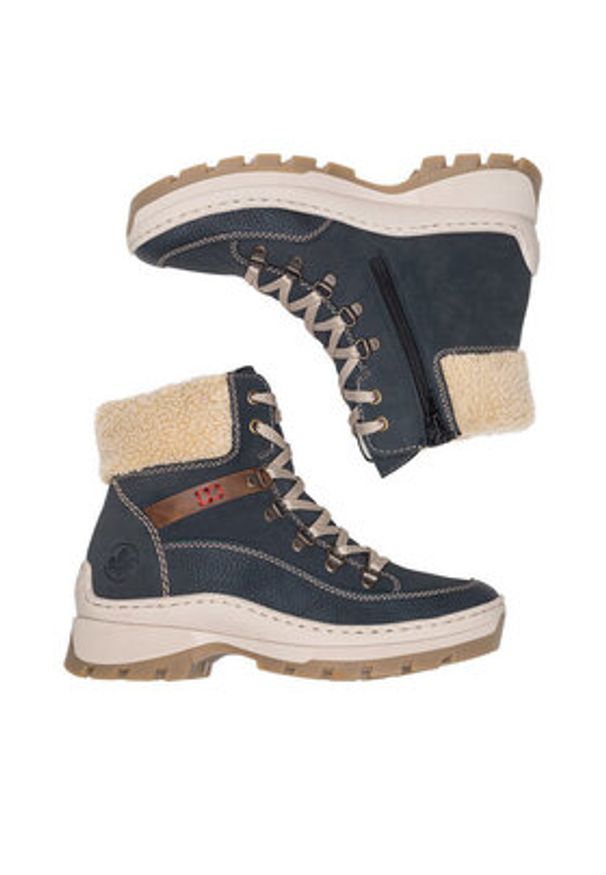 Rieker Botki X9338-14 Niebieski. Kolor: niebieski. Materiał: materiał