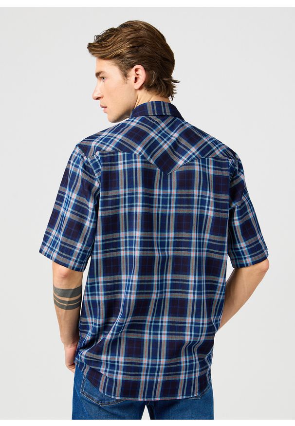Wrangler - MESKA KOSZULA WRANGLER SS WESTERN SHIRT FLAMINGO INDIGO 112362947