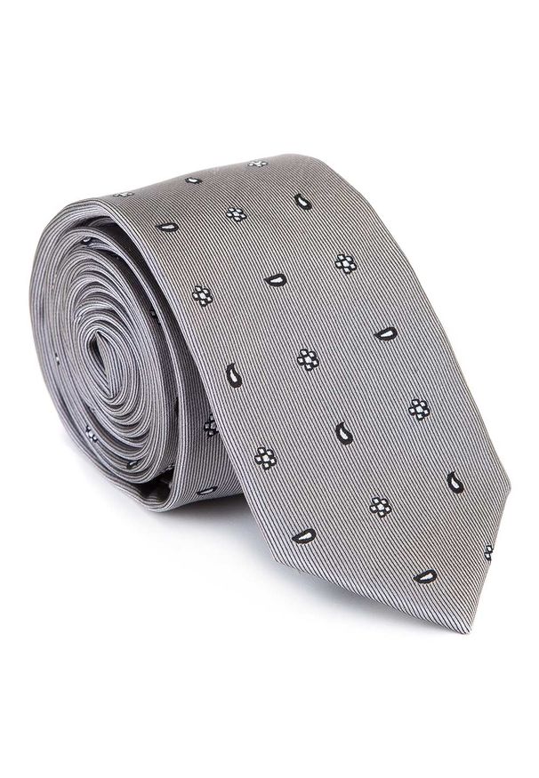 Wittchen - Krawat jedwabny w drobny wzór. Kolor: srebrny. Materiał: jedwab. Wzór: gładki. Styl: klasyczny