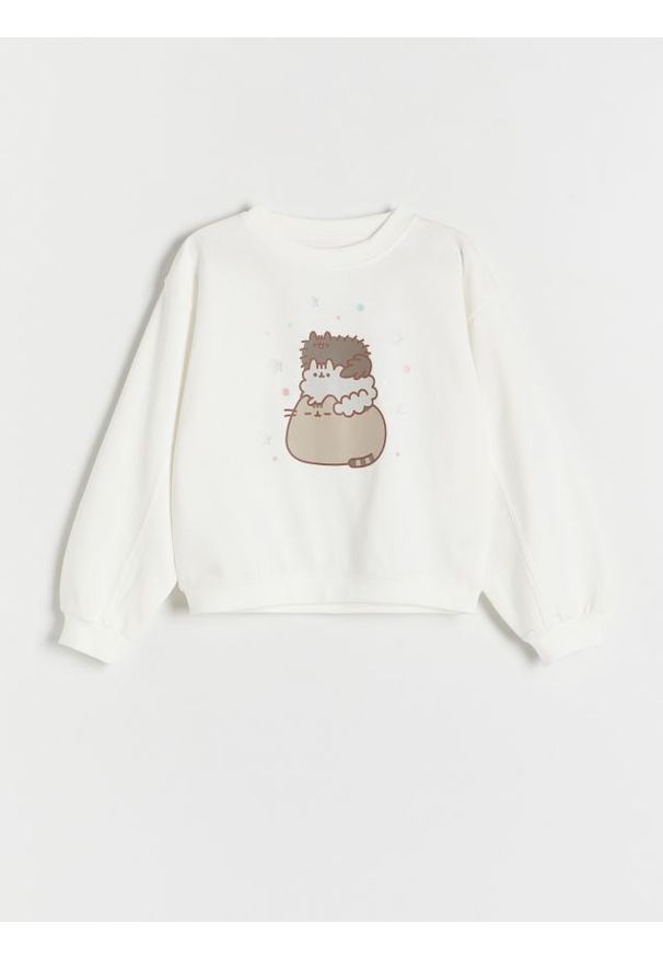 Reserved - Bawełniana koszulka Pusheen - złamana biel. Materiał: bawełna