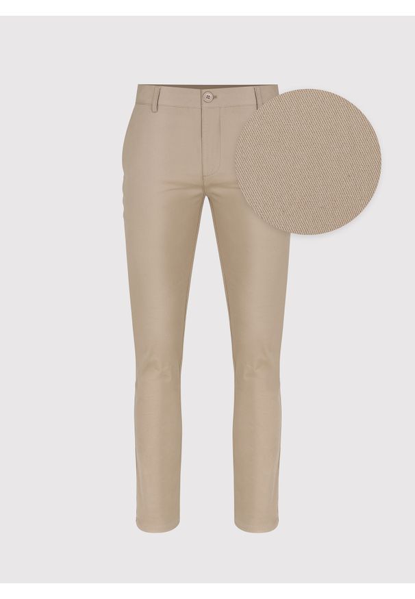 Pako Lorente - PAKO LORENTE – Gładkie spodnie męskie w kolorze beżowym. Kolor: beżowy. Materiał: elastan, bawełna. Wzór: gładki. Styl: klasyczny