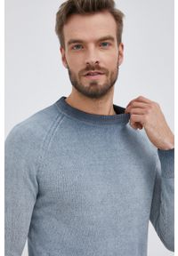 Marc O'Polo Sweter bawełniany męski. Okazja: na co dzień. Typ kołnierza: polo. Kolor: niebieski. Materiał: bawełna. Długość rękawa: raglanowy rękaw. Styl: casual #2