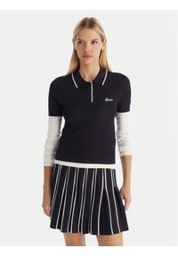 Guess Polo V5GP00Z3D60 Granatowy Slim Fit. Typ kołnierza: polo. Kolor: niebieski. Materiał: wiskoza #1