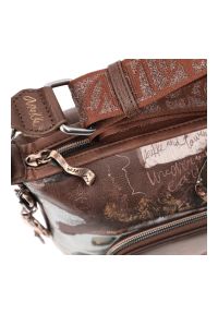 Brązowa Torebka Anekke Elegancka Listonoszka Damska. Kolor: brązowy. Wzór: aplikacja. Materiał: zdobione. Styl: elegancki #7