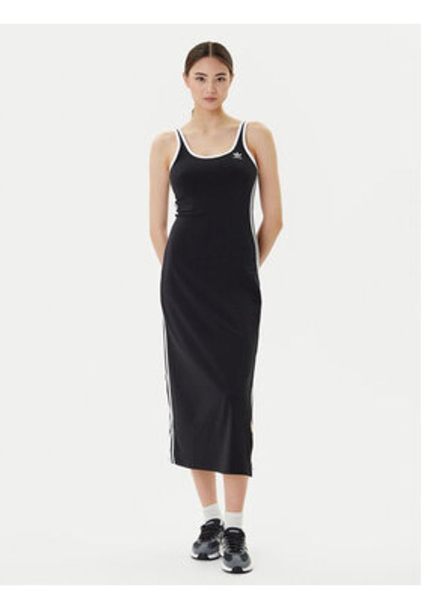 Adidas - adidas Sukienka codzienna adicolor 3-Stripes JD4619 Czarny Slim Fit. Okazja: na co dzień. Kolor: czarny. Materiał: bawełna. Typ sukienki: proste. Styl: casual