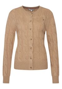 TOMMY HILFIGER - Tommy Hilfiger Kardigan WW0WW47463 Beżowy Regular Fit. Kolor: beżowy. Materiał: wełna #5