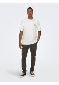 Only & Sons T-Shirt 22026424 Biały Relaxed Fit. Kolor: biały. Materiał: bawełna