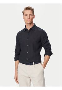 BOSS Koszula Relegant 50567579 Granatowy Regular Fit. Kolor: niebieski. Materiał: len #1