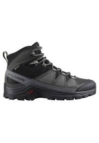 salomon - Buty trekkingowe damskie Salomon Quest Rove Mid Gtx. Wysokość cholewki: za kostkę. Zapięcie: sznurówki. Kolor: czarny. Materiał: guma, syntetyk, tkanina, materiał. Szerokość cholewki: normalna