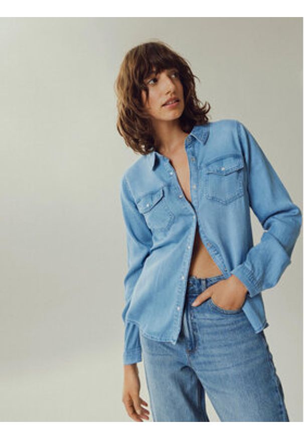 Vila Koszula jeansowa Bista 14033008 Niebieski Regular Fit. Kolor: niebieski. Materiał: lyocell, bawełna