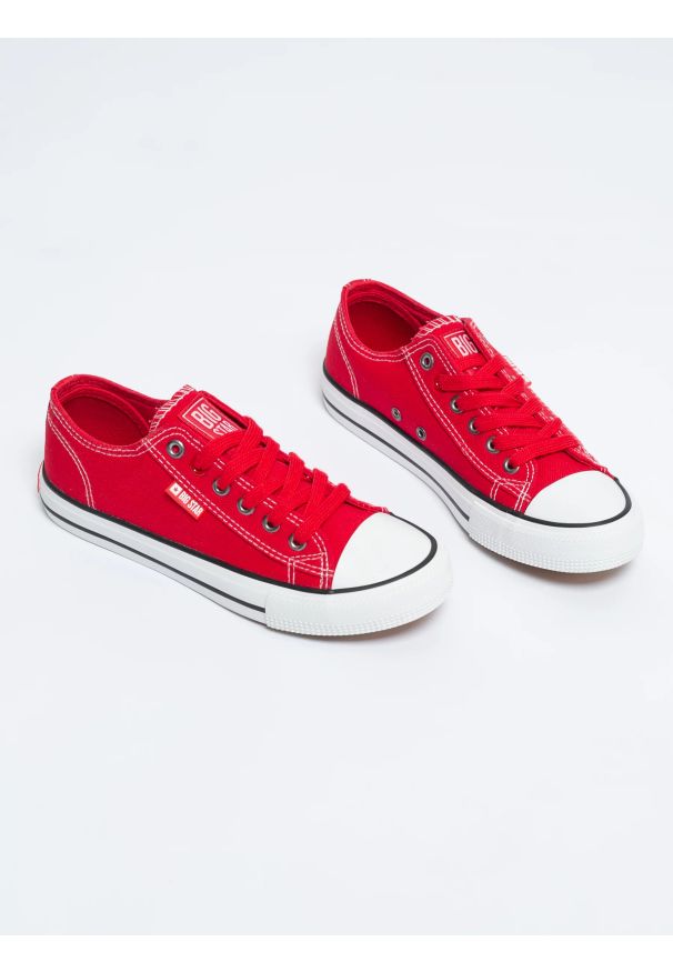 Big-Star - Trampki damskie niskie czerwone JJ274A530 603. Kolor: czerwony. Materiał: jeans