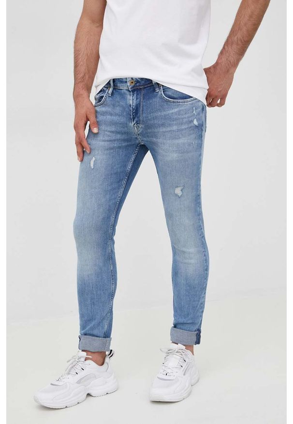 Pepe Jeans jeansy FINSBURY męskie. Kolor: niebieski
