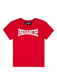DSQUARED2 KIDS - Bawełniany t-shirt z nadrukiem logo 0-3 lata. Kolor: czerwony. Materiał: bawełna. Wzór: nadruk. Sezon: lato. Styl: klasyczny
