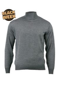 Golf Popielaty, Szary Klasyczny, Wełna Merynosa - MM Classic, Męski. Typ kołnierza: golf. Kolor: szary. Materiał: akryl, wełna. Styl: klasyczny #1