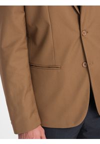 Ombre Clothing - Klasyczna marynarka męska z kieszenią na poszetkę - karmelowa V2 - Rozmiar: XXL. Materiał: poliester. Styl: klasyczny #7
