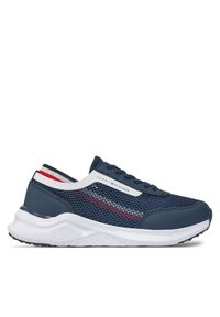 TOMMY HILFIGER - Tommy Hilfiger Sneakersy Stripes Low Cut Lace Up Sneaker T3B9-33395-1697 S Granatowy. Kolor: niebieski. Materiał: materiał