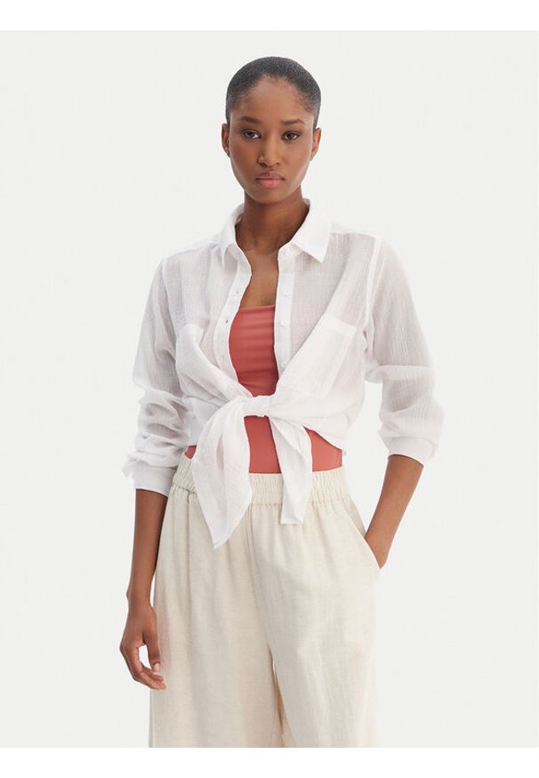 Seafolly Koszula Breeze 55428-TO Biały Regular Fit. Kolor: biały. Materiał: bawełna