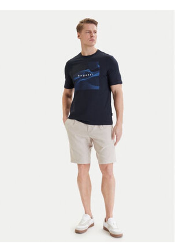 Bugatti T-Shirt 8350-75044C Granatowy Regular Fit. Kolor: niebieski. Materiał: bawełna