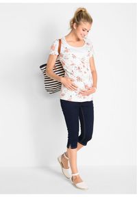 bonprix - Shirt 2 w 1 ciążowy i do karmienia piersią, z bawełny organicznej. Kolekcja: moda ciążowa. Kolor: biały. Materiał: materiał, bawełna. Wzór: gładki, kwiaty #3