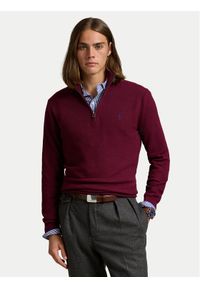 Polo Ralph Lauren Sweter 710932304513 Bordowy Regular Fit. Typ kołnierza: polo. Kolor: czerwony. Materiał: bawełna