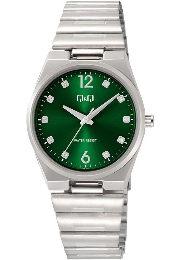 Zegarek damski QQ Q84B-004P CYRKONIE srebrny. Kolor: srebrny