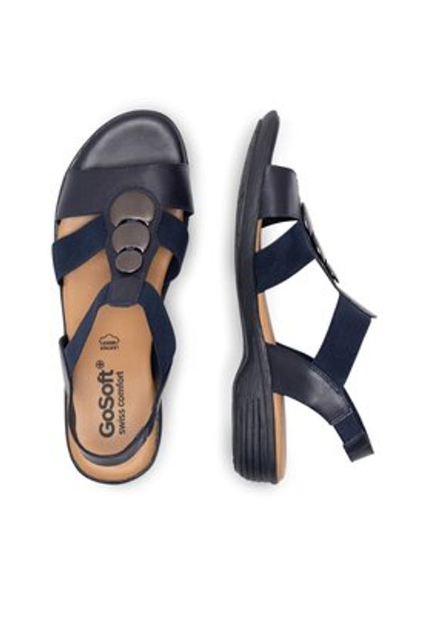 Go Soft Sandały WI16-956-08 Granatowy. Kolor: niebieski. Materiał: skóra