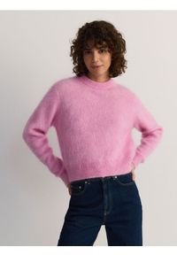 Reserved - Sweter z moherem i wełną - różowy. Kolor: różowy. Materiał: moher, wełna