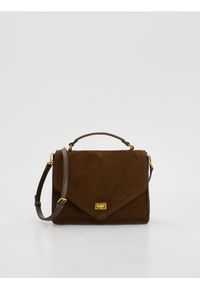 Reserved - Zamszowa torebka z paskiem - brązowy. Kolor: brązowy. Materiał: zamszowe #1