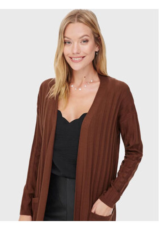 only - ONLY Kardigan New Tessa 15236371 Brązowy Regular Fit. Kolor: brązowy. Materiał: syntetyk