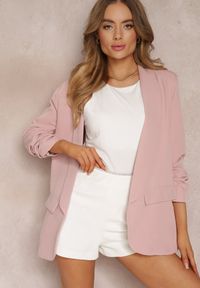 Renee - Jasnoróżowa Marynarka Orolea. Kolor: różowy. Materiał: tkanina. Wzór: jednolity, gładki. Styl: elegancki