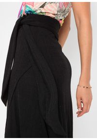 Spódnica z dżerseju z efektem założenia kopertowego bonprix czarny. Kolor: czarny. Materiał: jersey #4